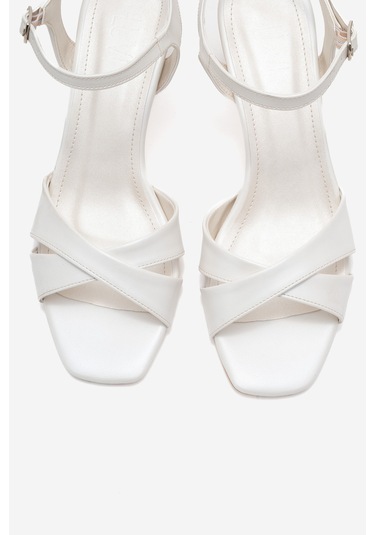 Melin Sedef Cilt Çapraz Bantlı Kadın Topuklu Ayakkabı Sedef