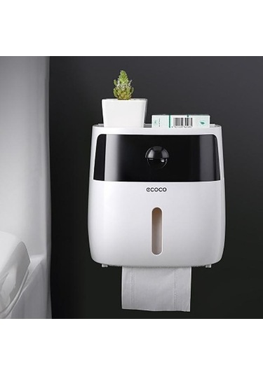 Novahub Siyah Mengnı Doku Kutusu Çift Katmanlı Banyo Su Geçirmez Tuvalet Kağıdı Tutucu Duvara Monte Saklama Kutusu Peçete Rulo Dağıtıcı Organizatör Siyah