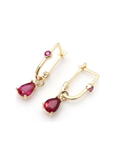 Renkli Taşlı Sallantılı Altın Küpe Kp0007 N11.16328