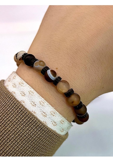 Nursaat 3'lü Doğal Taş Unisex Tılsım Bilekliği Azurit,Hematit, Kristal Kuvars Taşı Doğaltaş Bileklik Çok Renkli