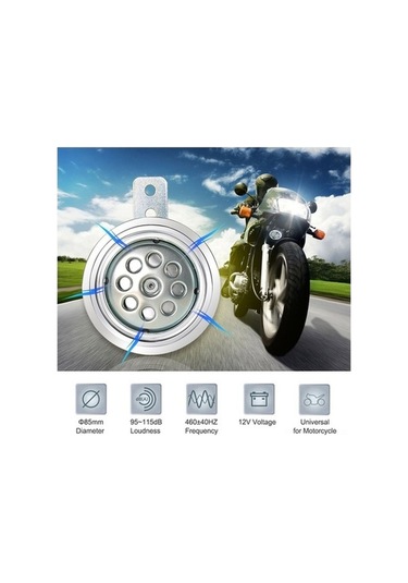 Createtech 85mm 12v Süper Yüksek Sesli Motosiklet Korna - 110db Evrensel Uyumlu