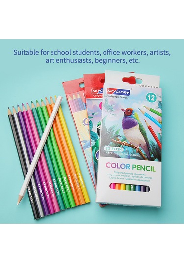 Aubyhe 12 Renkli Ağaç Uçlu Yağlı Renkli Kalemler Seti - Ergonomik Tutuş, Parlak Renkler, Çocuklar İçin Sg8712h