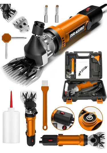 Dragro Alman Drg-4200w Devir Ayarli Bakir Sargili Çelik Şanzuman Koyun Keçi Kirkma Makinesi -turuncu