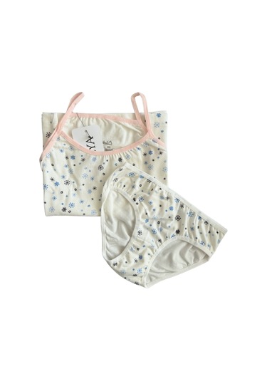 Alya Underwear Kız Çocuk Baskılı Ip Askılı Atlet Ve Slip Takımı Kar Tanesi Baskılı