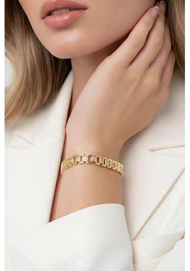 Eva Takı Store 14k Bakla Tank Geometrik Saat Kordon Model Bileklik Altın