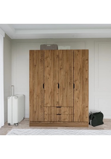 Atlas 4 Kapılı 2 Çekmeceli Gardırop Atlantik Çam