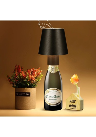 Cbtx Wy22519 Şarj Edilebilir Rgb Led Lamba Taşınabilir Masa Lambası Bar Parti Dokunmatik Kontrol Şarap Şişesi Işığı - Siyah