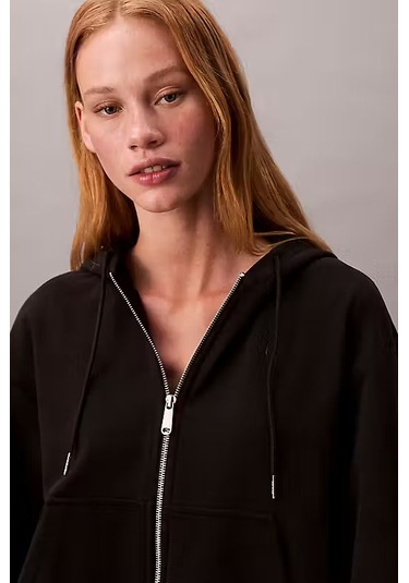 Kadın Regular Fit Fermuarlı Kapüşonlu Sweatshirt - Siyah Black