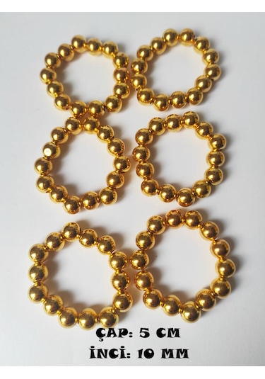 6 Adet İncili Peçete Yüzüğü Halkası Gold