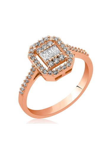 Gümüş Baget Kesim Rose Bayan Yüzük Gümüş