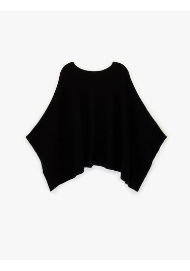Koton Uzun Yarasa Kollu Bisiklet Yaka Oversize Triko Panço Siyah 6wak90579ht Siyah