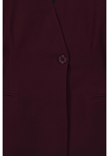 Thalure Kadın Bordo Yakasız Blazer