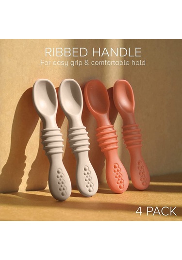 Reedark Bebekler İçin Silikon Kaşık Seti - 4'lü Paket, Bpa İçermez, Diş Dostu, Sağlıklı Beslenme Çok Renkli