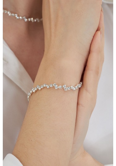 Lesa Wear Ajda Model Zirkon Taşlı Zarif Kolye Küpe Bileklik Seti Gümüş