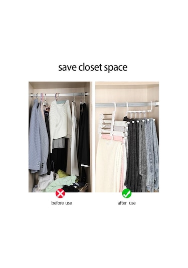 Siyah 5 In 1 Sihirli Pantolon Raf Dolap Depolama Organizatör Çok Katmanlı Pantolon Rafı Katlanır Elbise Askısı Dolap Depolama Organizasyonu Siyah