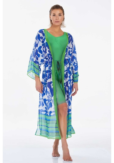 Mayo Üzerine Tek Pareo Kaftan Armaranta 6126 Saks Saks Mavi