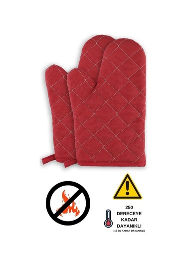 Yanmaz Ve Isıya Dayanıklı Fırın Eldiveni 2 Eldiven Vişne