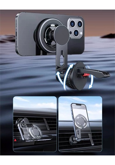 Jmary Mh-78 Havalandırma Tasarımlı Magnetik Araç Telefon Tutucu Siyah