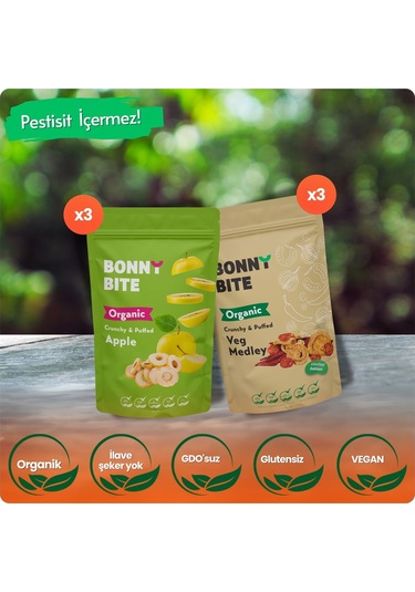 Organik Çıtır Elma & Çıtır Sebze Kapya Biber, Cherry Domates, Soğan 6'lı Paketi Diğer