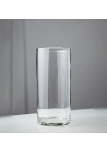 Silindir Cam Vazo Dekoratif El İmalati Orta 29x14 Cm