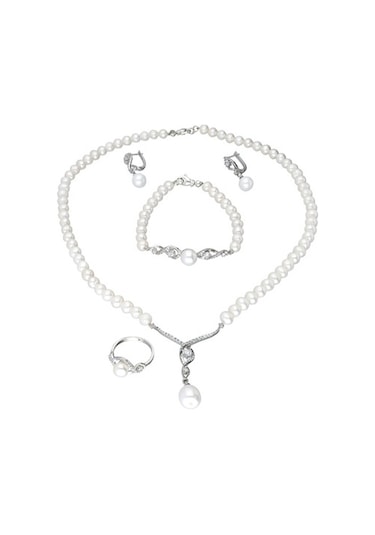 Chavin Inci Gümüş Kolye Küpe Bileklik Yüzük Takım Set Ds41