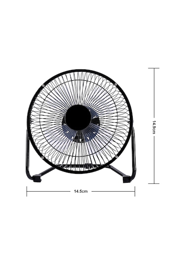 Mini Usb-ventilatör 4 Metal Kanatlı Masa Ventilatörü, Siyah