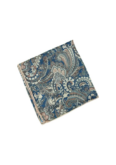 Ebruli Pamuklu Etnik Desenli Soft Eşarp 90x90 Cm İndigo