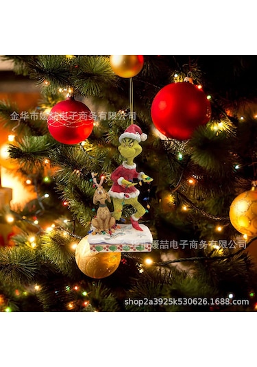 Yeşil Saç Canavar Noel Dekorasyon Süsü Karikatür Noel Ağacı Kolye Noel Ev Araba Dekorasyonu 18