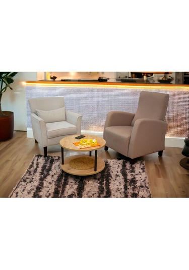 Yüksek Kalite Orta Sehpa 2 Raflı Ahşap Ayaklı Yuvarlak Gazetelikli Dekoratif Lüks Sehpa Safir Meşe