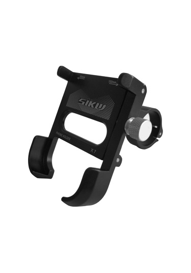 Bisiklet Telefon Montajı Alüminyum Alaşımlı Motosiklet 360 Derece Dönüşlü Telefon Tutucu - Siyah