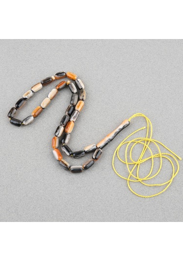 Galalit Arpa Kesim 7x12mm Tesbih -püskülsüz Kahverengi - Siyah