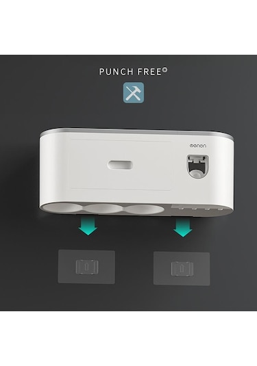 Siyah Mengnı Duvara Monte Manyetik Diş Fırçası Tutucu Su Geçirmez Diş Macunu Sıkacağı Tuvalet Otomatik Dağıtıcı Banyo Aksesuarları 2 Bardak Siyah