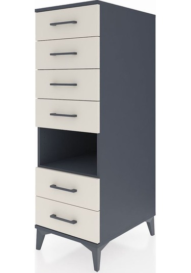 Kronos Dolap Tek Raflı 6 Çekmeceli 44x59x134 Antrasit-aytaşı Antrasit