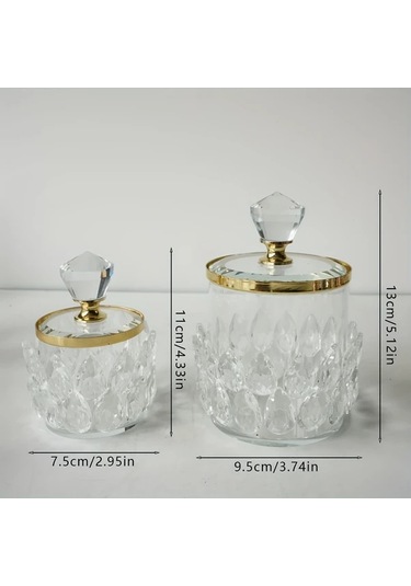 Willowhaven Golden Kapaklı Kristal Tasarımlı Şık Cam Saklama Kutusu Çok Amaçlı Ev Dekorasyonu