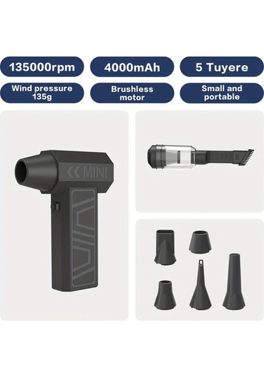 Xuweiwei 300000 Rpm Yüksek Hızlı Mini Turbo Fan Standard Şarj Edilebilir Pil Kompakt Taşınabilir Ev Ofis Laptop Oyun Outdoor Serinletici