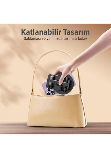 Juo Katlanabilir 360 Derece Dönen Masaüstü Telefon Standı Siyah