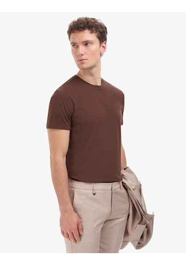 Pierre Cardin Erkek Koyu Kahverengi Tişört Basic 50325307-vr084