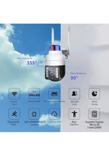 Wifi Ptz Kamera Açık Kamera Akıllı Ev 360 Otomatik İzleme