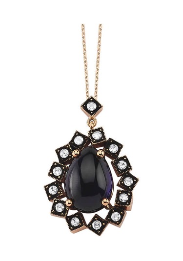 Lilarote Koyu Safir Taşlı Elmas Kolye