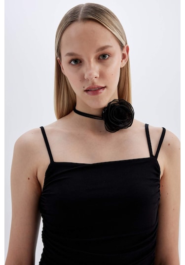DeFacto Bodycon Askılı Midi Elbise C8948AX24SMBK81