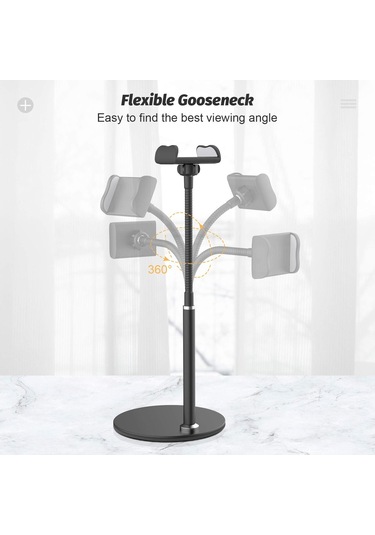 Cbtx Esnek Gooseneck Telefon Tutucu Standı 360 Derece Dönen Masaüstü Telefon Braketi - Siyah