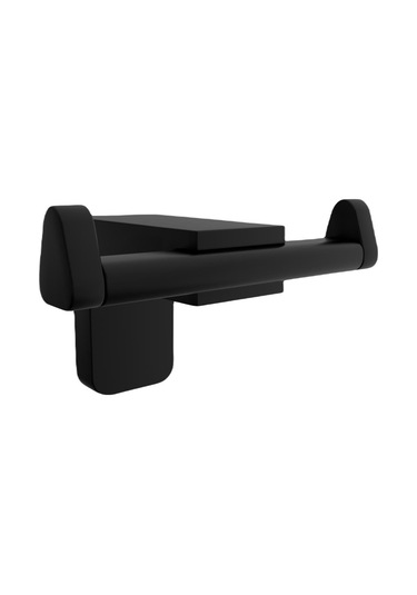 F1 Serisi Siyah Paslanmaz Kapaklı Tuvalet Kağıtlık Ve Bornoz Banyo Seti Siyah