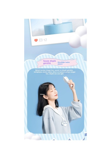 Jian Fan El Tipi Mini Fan Mavi