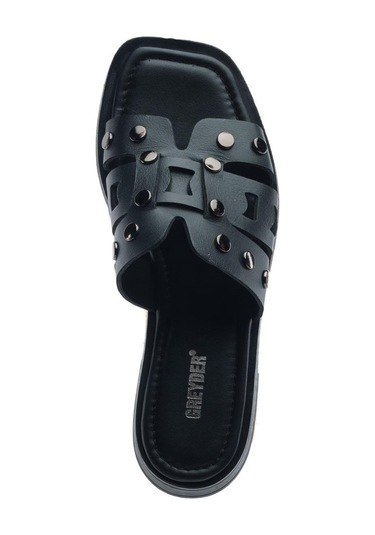 Greyder 59250 Siyah Hakiki Deri Kadın Terlik -813 Siyah