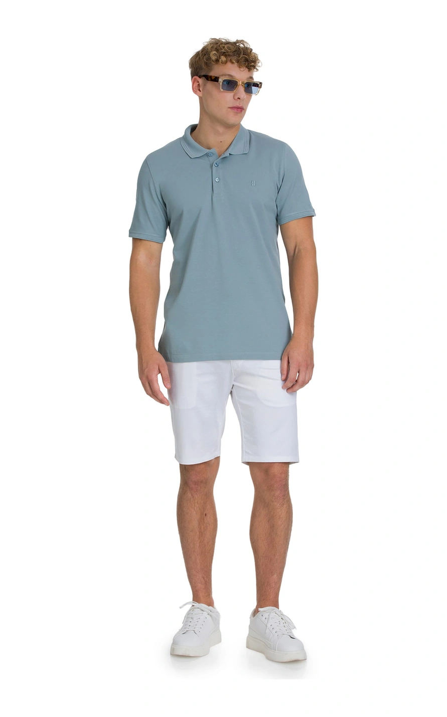 Hatemoğlu Mavi Regular Fit 100% Pamuklu Polo Yaka Tişört 35221 608132