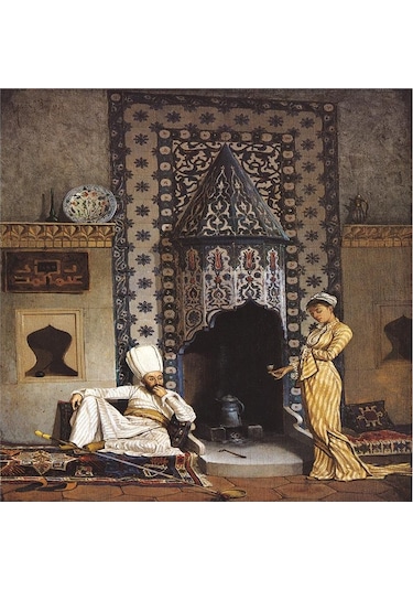 Oryantal Satranç Oynayanlar Kahveci Ve Sultan Süleyman Doğal Taş Bardak Altlığı 4'lü Set - Natural Stone Coasters - Taş Çok Renkli