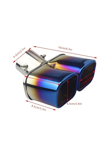 Besthome1 Silvery Kare Ağız Çift Çıkışlı Paslanmaz Çelik Otomobil Egzoz Borusu Ağızları