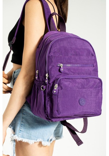 Klinkır Kadın Sırt Çantası Hafif Su İtici Kumaş Günlük Kullanım İçin İdeal 37 27 Cm Anne Bebek Çanta Mor