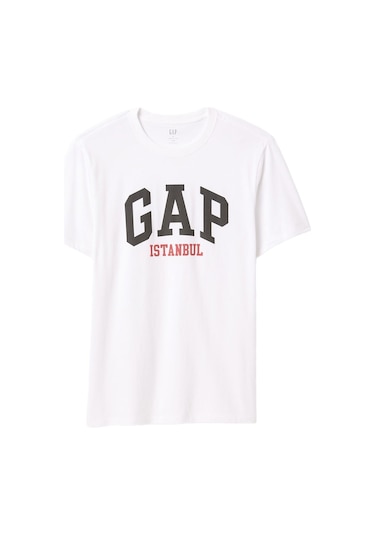 Gap Everyday Soft Gap Istanbul Logo T-shirt - 745261-10001 Beyaz