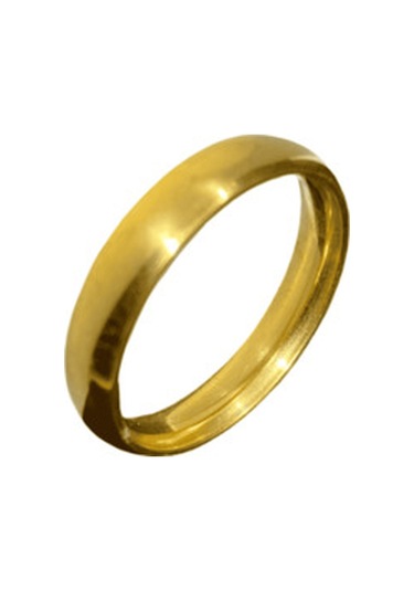 Altın Renk Göz Kamaştıran Parlak Klasik Bombeli, Düz Ve Şık Özel Günler 316l Çelik Yüzük - Unisex 19 Ölçü Altın